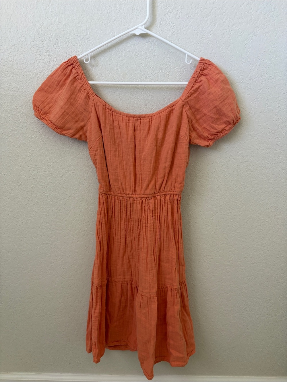 Jessica Simpson Coral Off-Shoulder Tiered Mini Dress